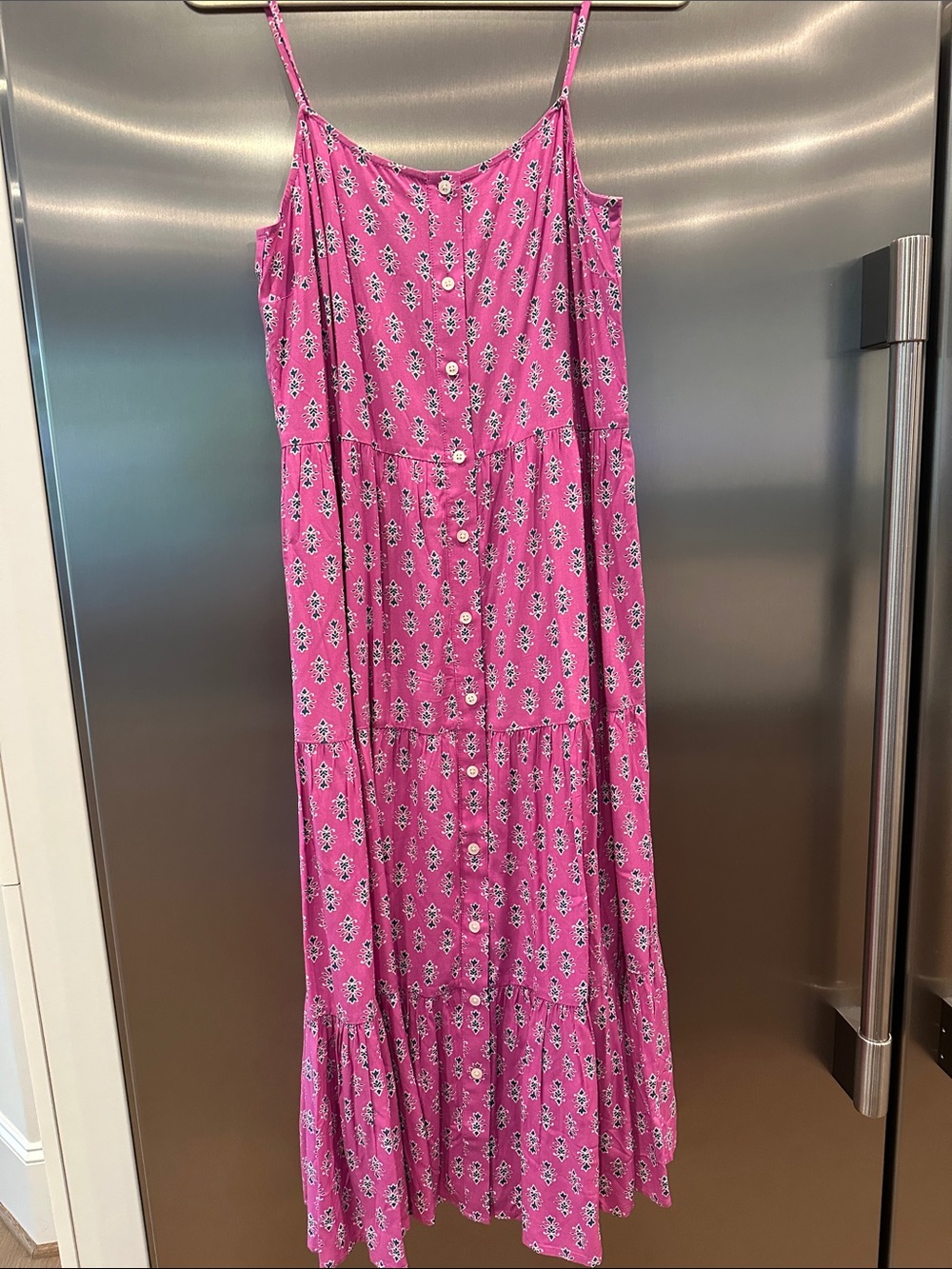 J. Crew Fuchsia Floral Button-Front Maxi Dress